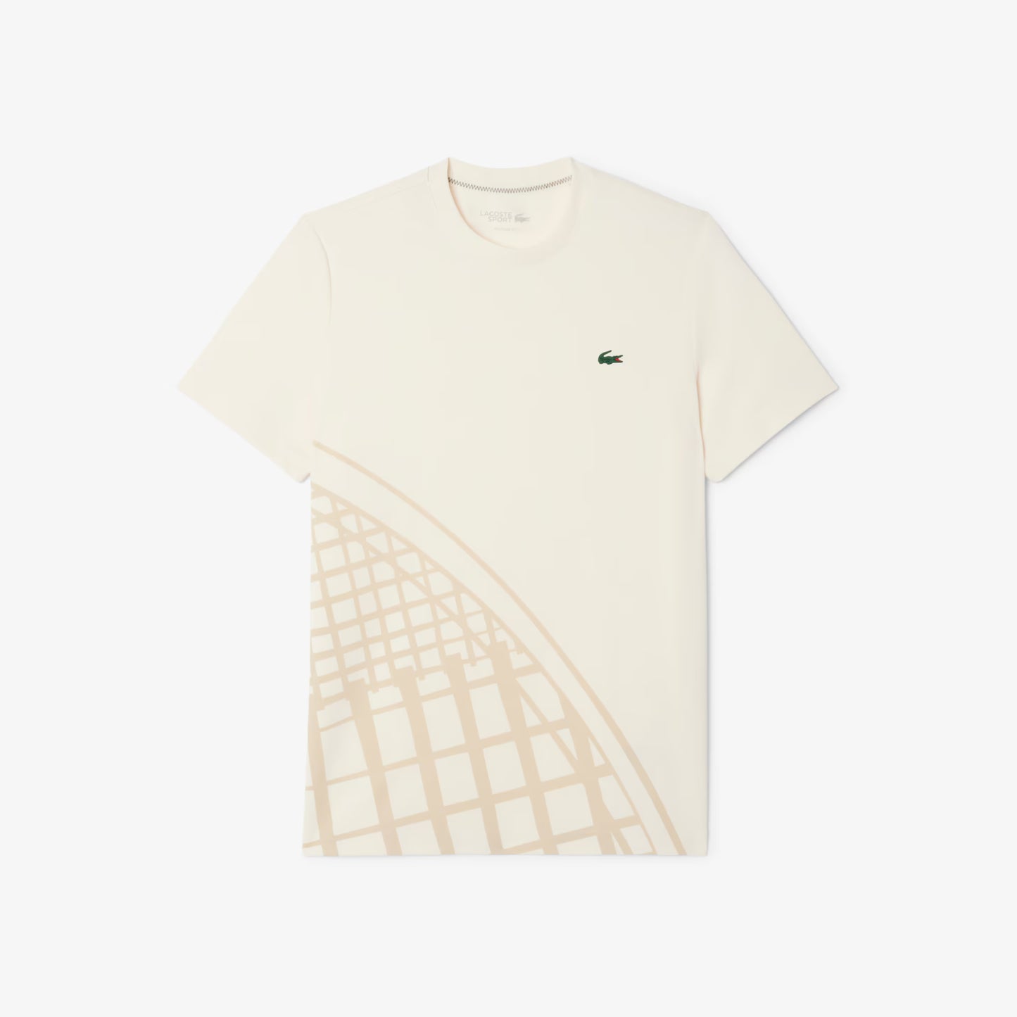 Lacoste Men's Ultra Dry Printed Beige Tennis T-Shirt TH4753
