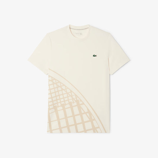 Lacoste Men's Ultra Dry Printed Beige Tennis T-Shirt TH4753